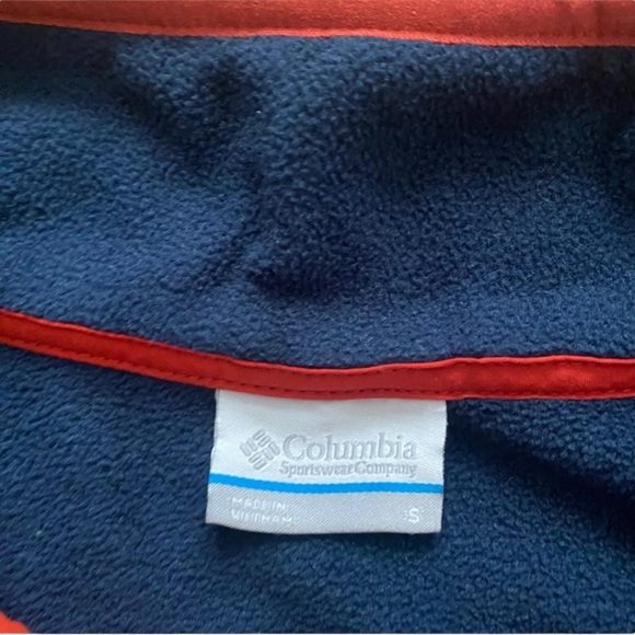 Columbia Fleece 1/4 Snap Button Pullover Jacket Blue Orange Men's Small - Picture 4 of 5